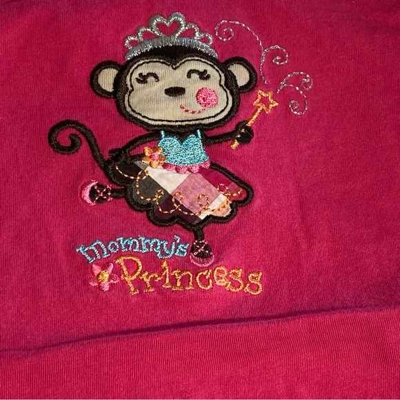 Jumping Beans Pink Girls Embroidered Dancing Monkey Crown Wand Mommy’s Princess - Picture 2 of 9